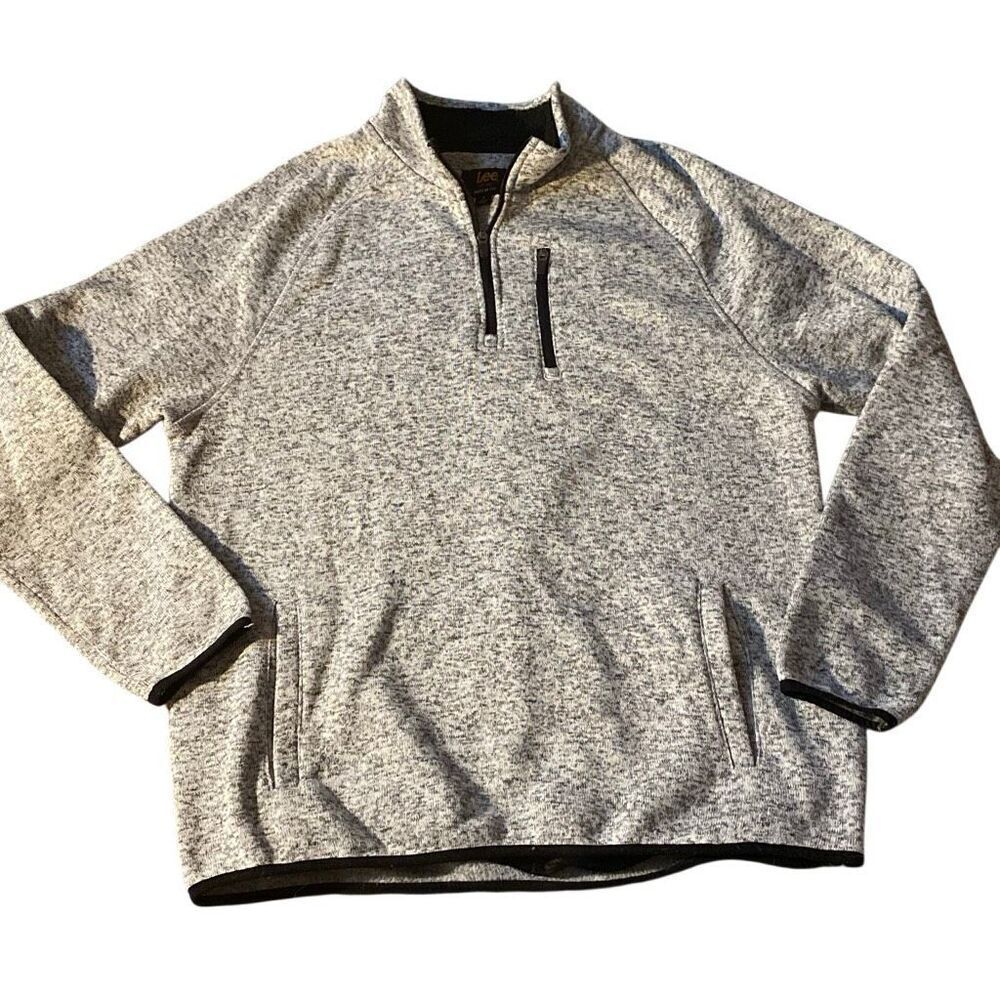 Lee Mens Size XL Regular Fit Black Collard 1/4 Quarter Zip Pullover Jacket